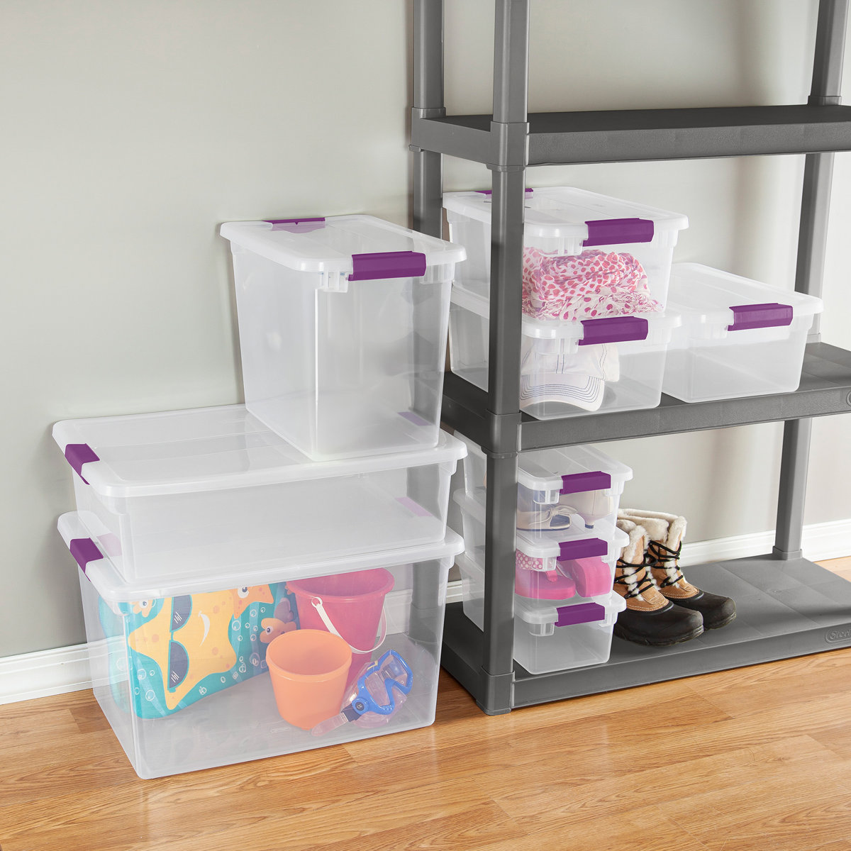 Sterilite ClearView Latch Storage Stackable Bin with Latching Lid, 6 Pack (Set of 6)
